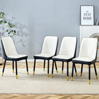 Modern PU Leather Dining Chair Set With Black And White Due Tone