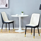 Modern PU Leather Dining Chair Set With Black And White Due Tone