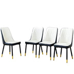Modern PU Leather Dining Chair Set With Black And White Due Tone