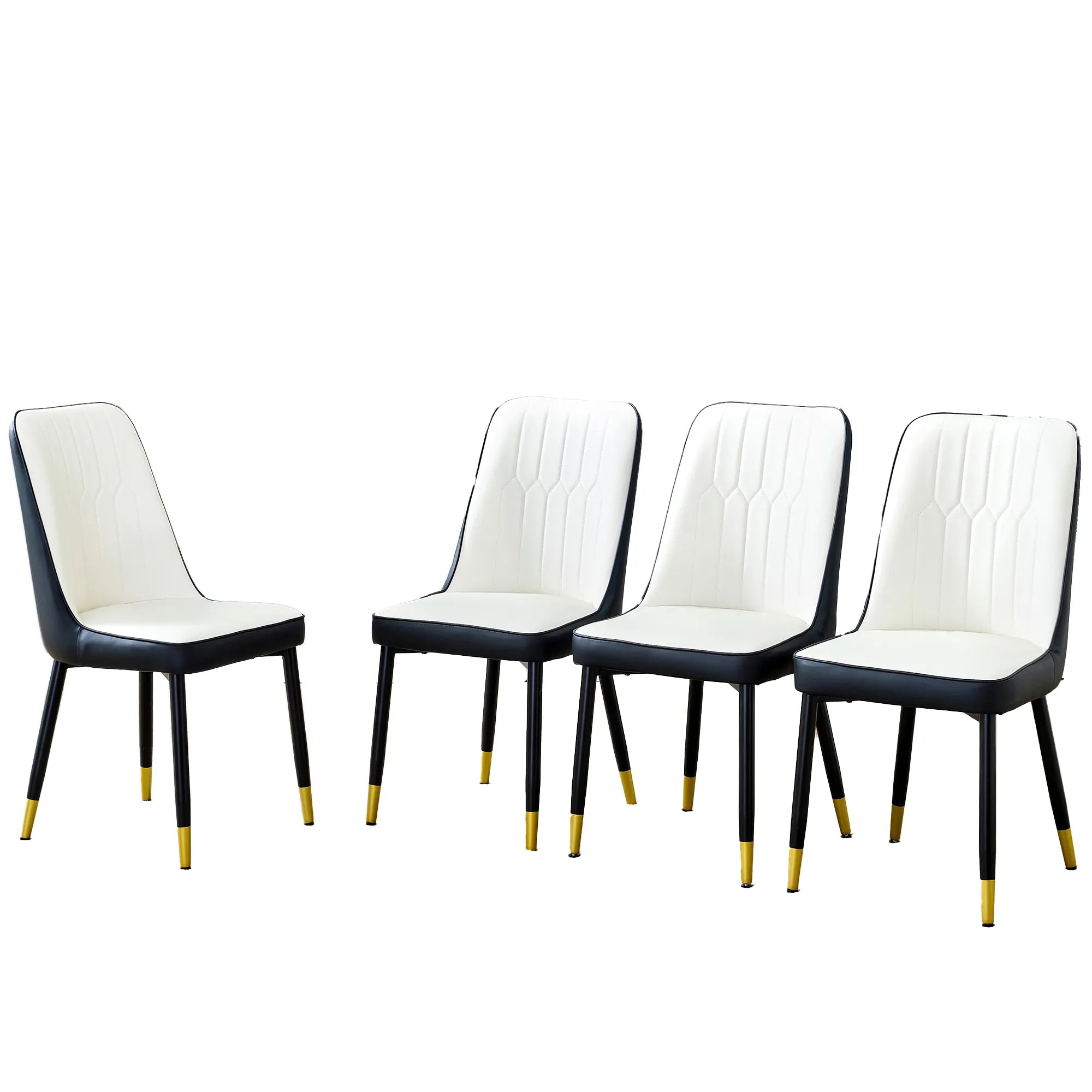 Modern PU Leather Dining Chair Set With Black And White Due Tone