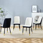 Modern PU Leather Dining Chair Set With Black And White Due Tone