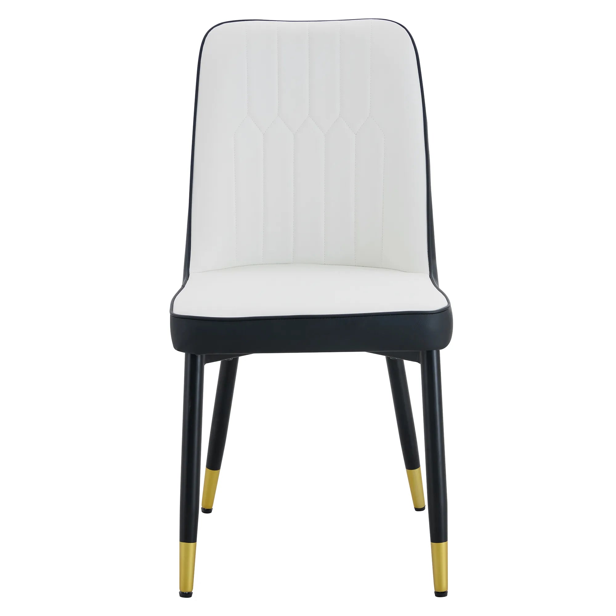 Modern PU Leather Dining Chair Set With Black And White Due Tone