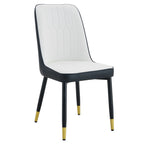 Modern PU Leather Dining Chair Set With Black And White Due Tone