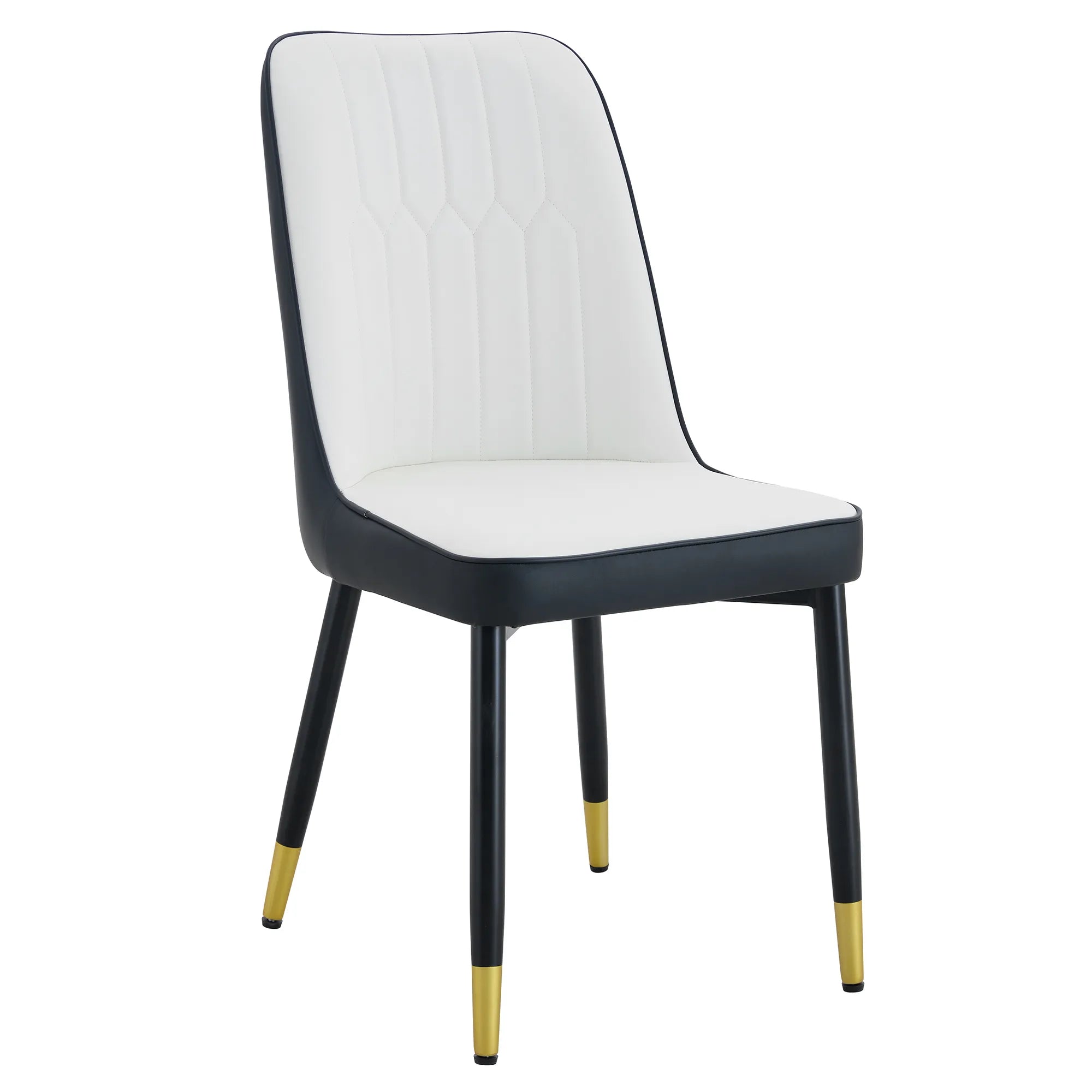 Modern PU Leather Dining Chair Set With Black And White Due Tone