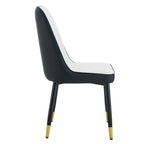 Modern PU Leather Dining Chair Set With Black And White Due Tone