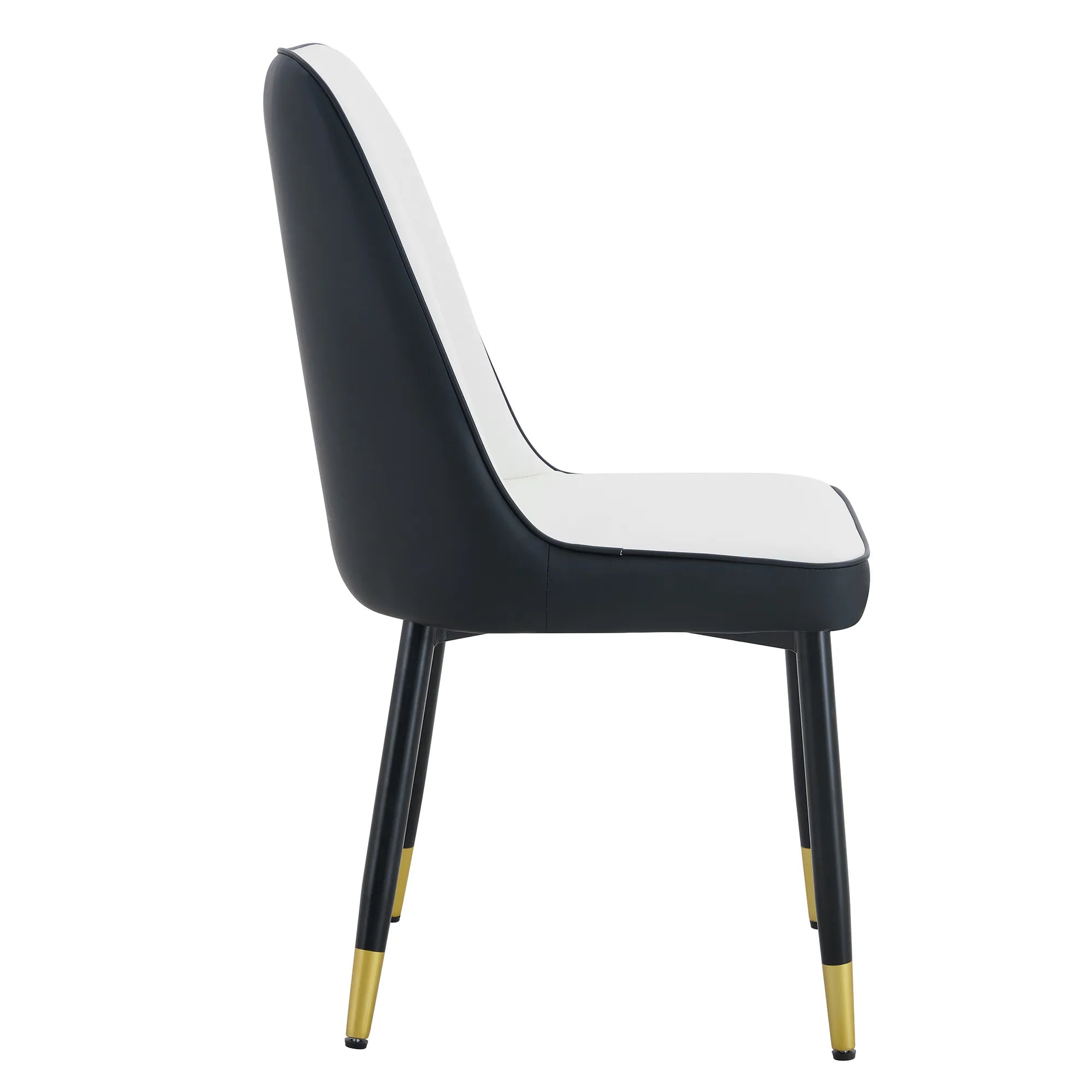Modern PU Leather Dining Chair Set With Black And White Due Tone