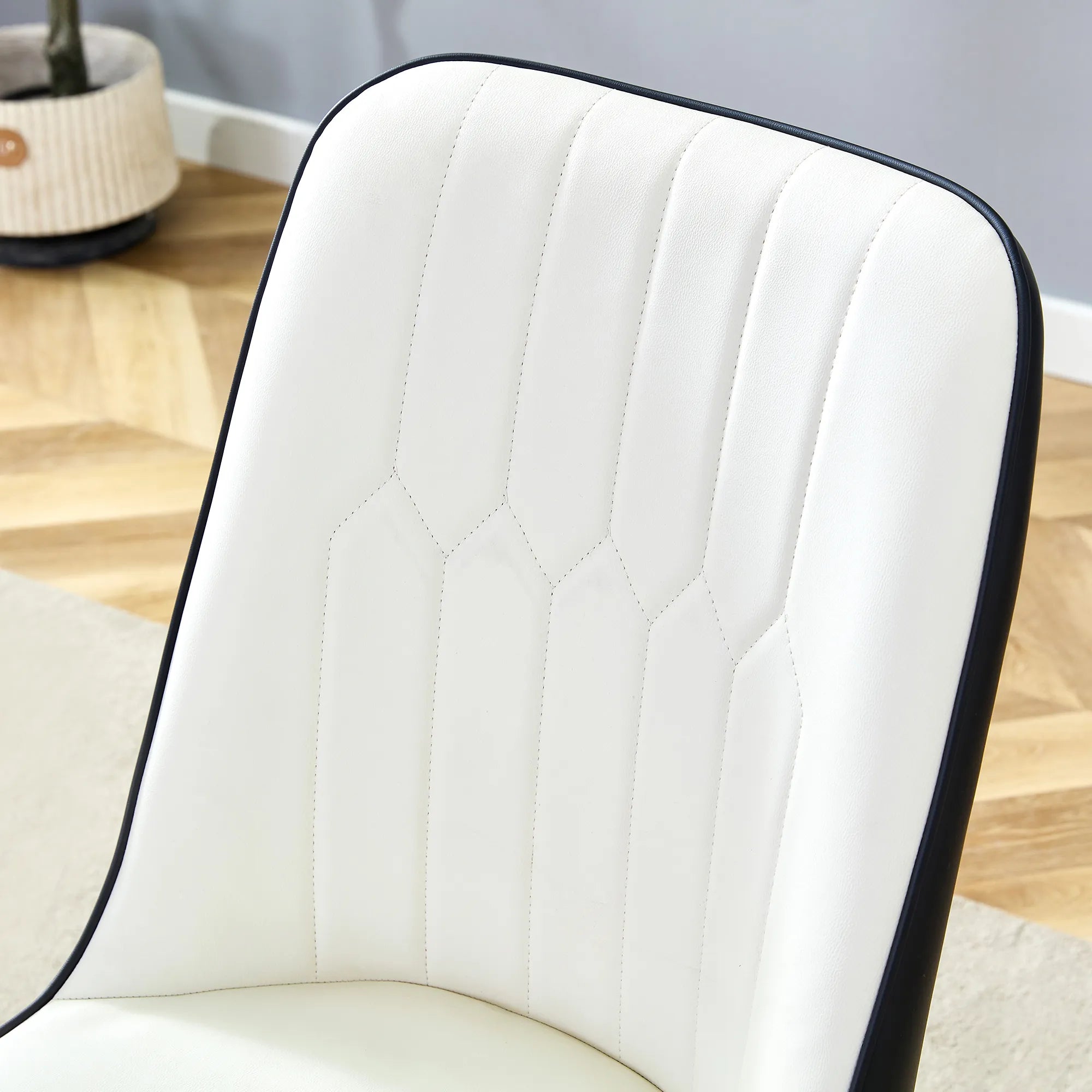 Modern PU Leather Dining Chair Set With Black And White Due Tone