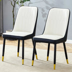 Modern PU Leather Dining Chair Set With Black And White Due Tone