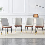 Modern PU Leather Dining Chair Set With Brown And Gray Due Tone