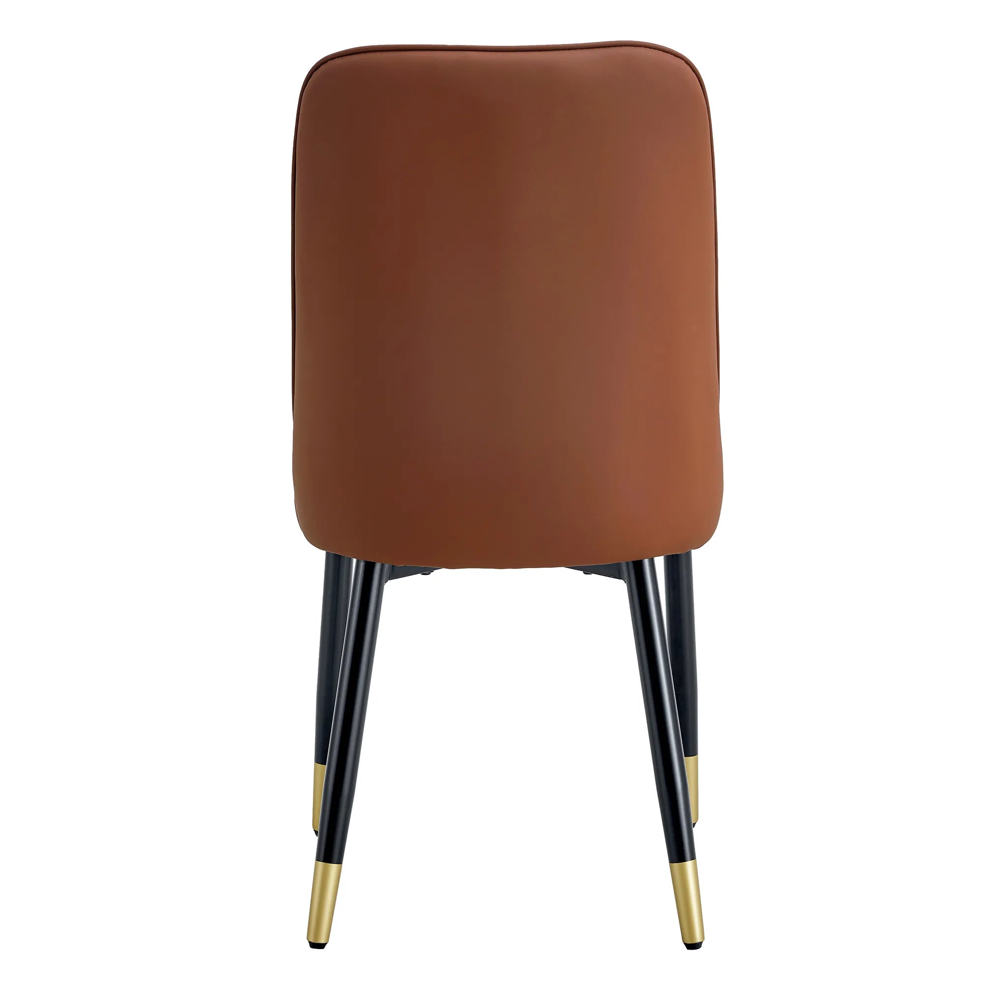 Modern PU Leather Dining Chair Set With Brown And Gray Due Tone