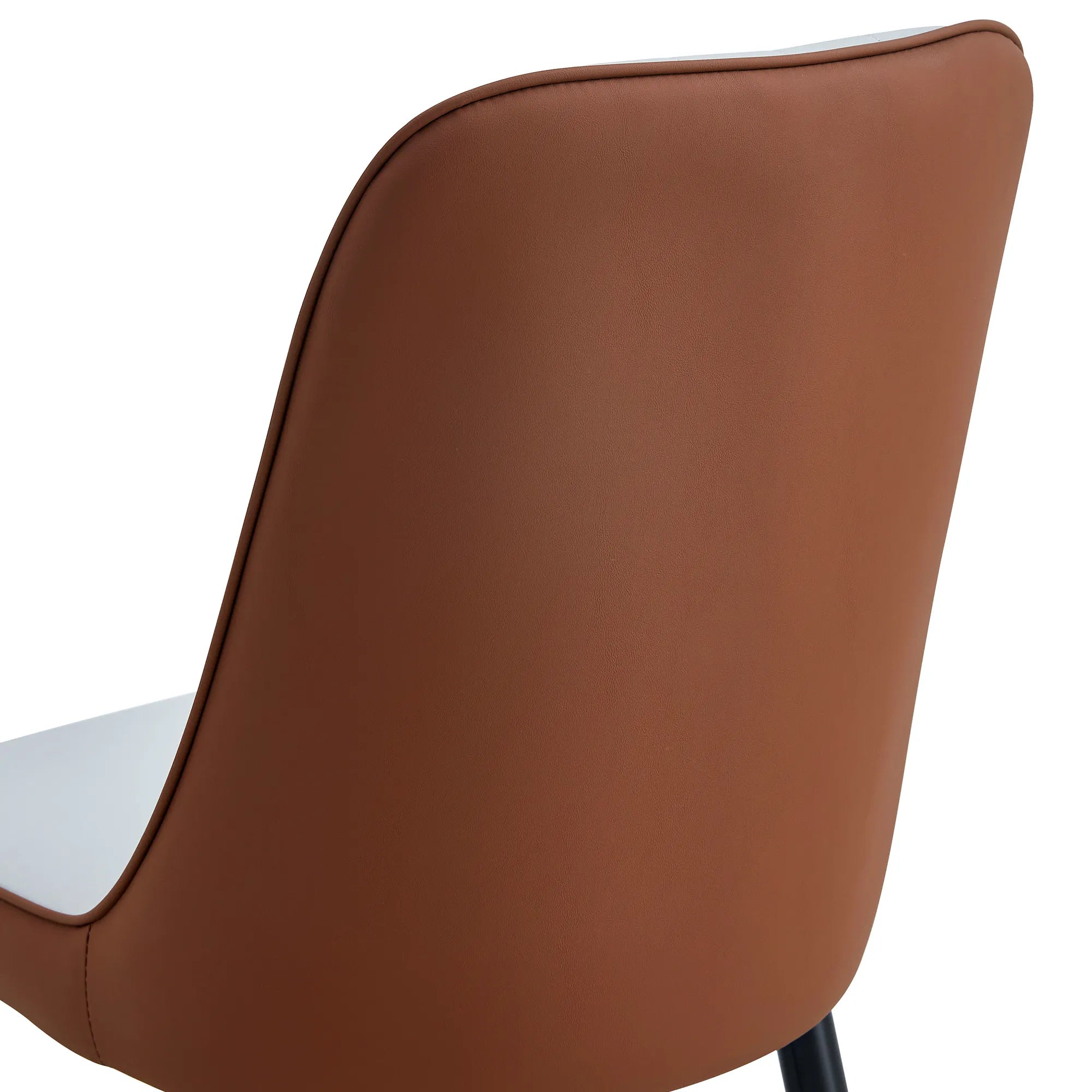 Modern PU Leather Dining Chair Set With Brown And Gray Due Tone