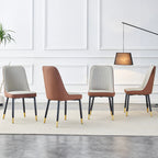 Modern PU Leather Dining Chair Set With Brown And Gray Due Tone
