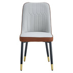 Modern PU Leather Dining Chair Set With Brown And Gray Due Tone