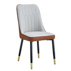 Modern PU Leather Dining Chair Set With Brown And Gray Due Tone