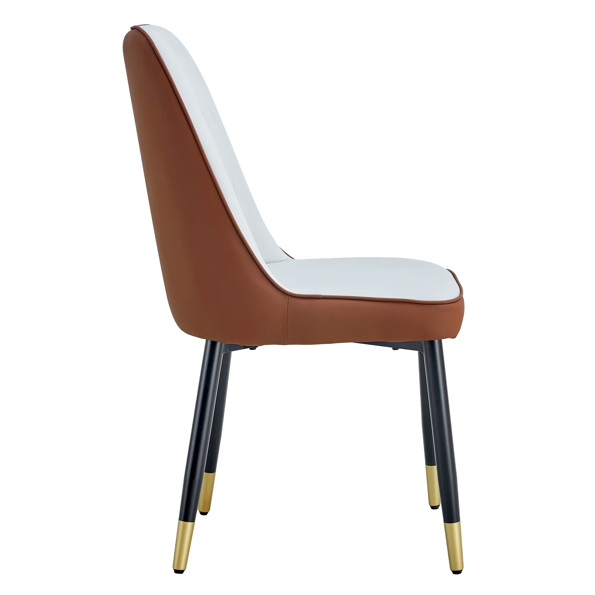 Modern PU Leather Dining Chair Set With Brown And Gray Due Tone