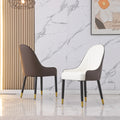 Modern PU Leather Dining Chair Set With Brown And White Color