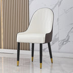 Modern PU Leather Dining Chair Set With Brown And White Color