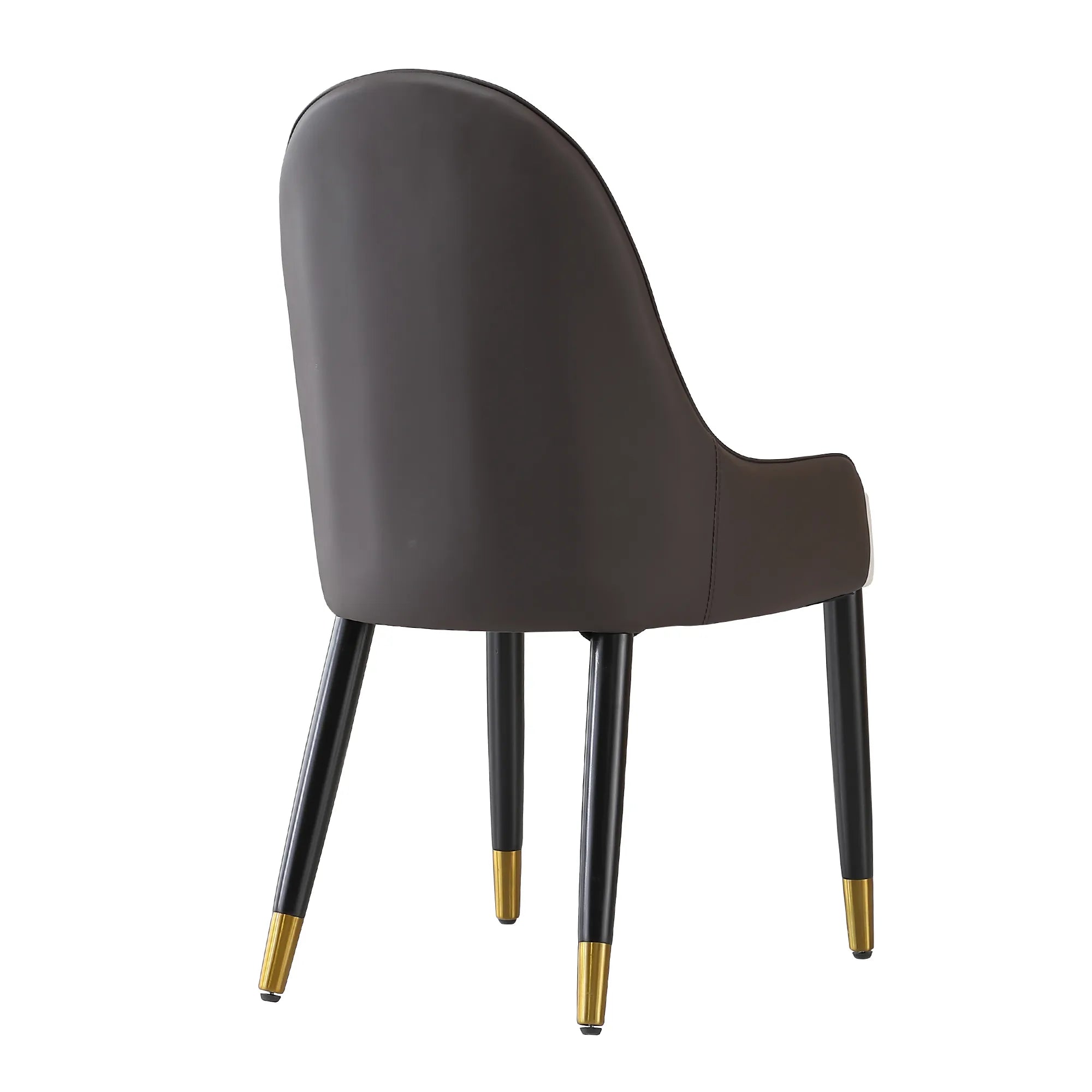 Modern PU Leather Dining Chair Set With Brown And White Color