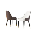 Modern PU Leather Dining Chair Set With Brown And White Color