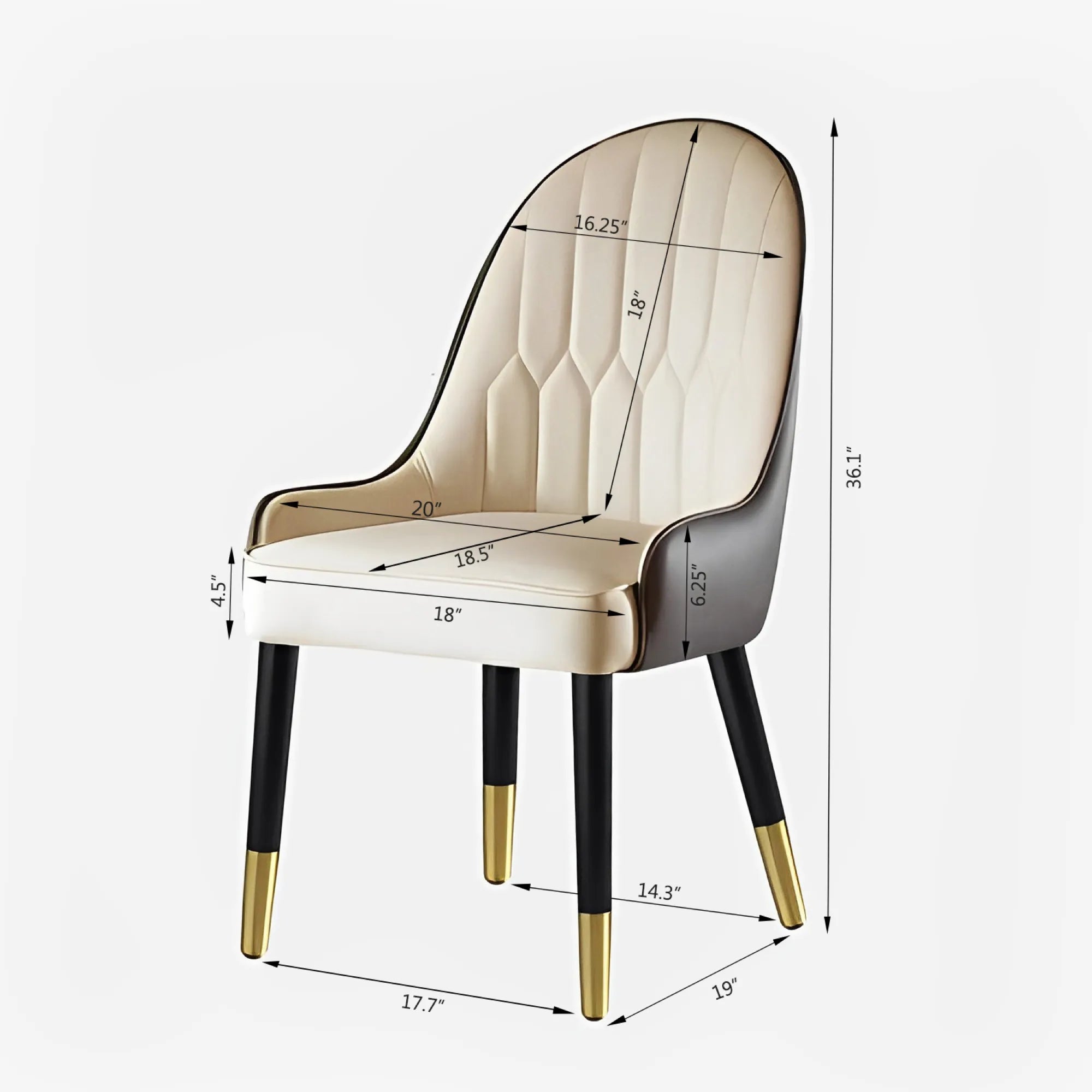 Modern PU Leather Dining Chair Set With Brown And White Color