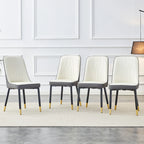 Modern PU Leather Dining Chair Set With White And Gray Due Tone