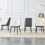 Modern PU Leather Dining Chair Set With White And Gray Due Tone