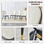 Modern PU Leather Dining Chair Set With White And Gray Due Tone