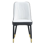 Modern PU Leather Dining Chair Set With White And Gray Due Tone