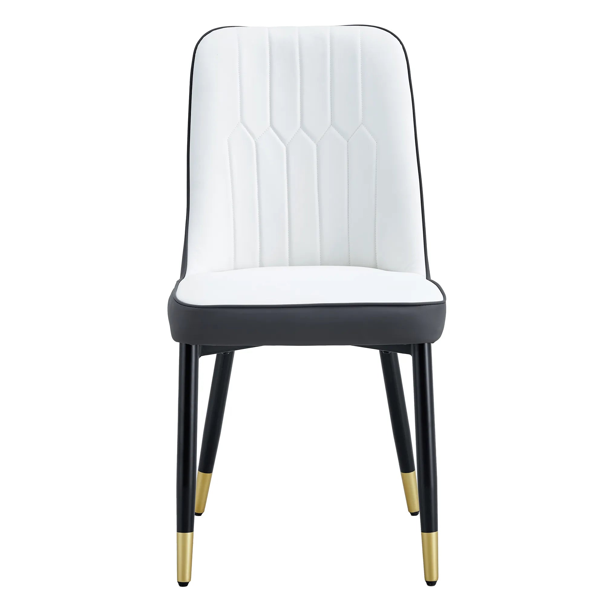 Modern PU Leather Dining Chair Set With White And Gray Due Tone