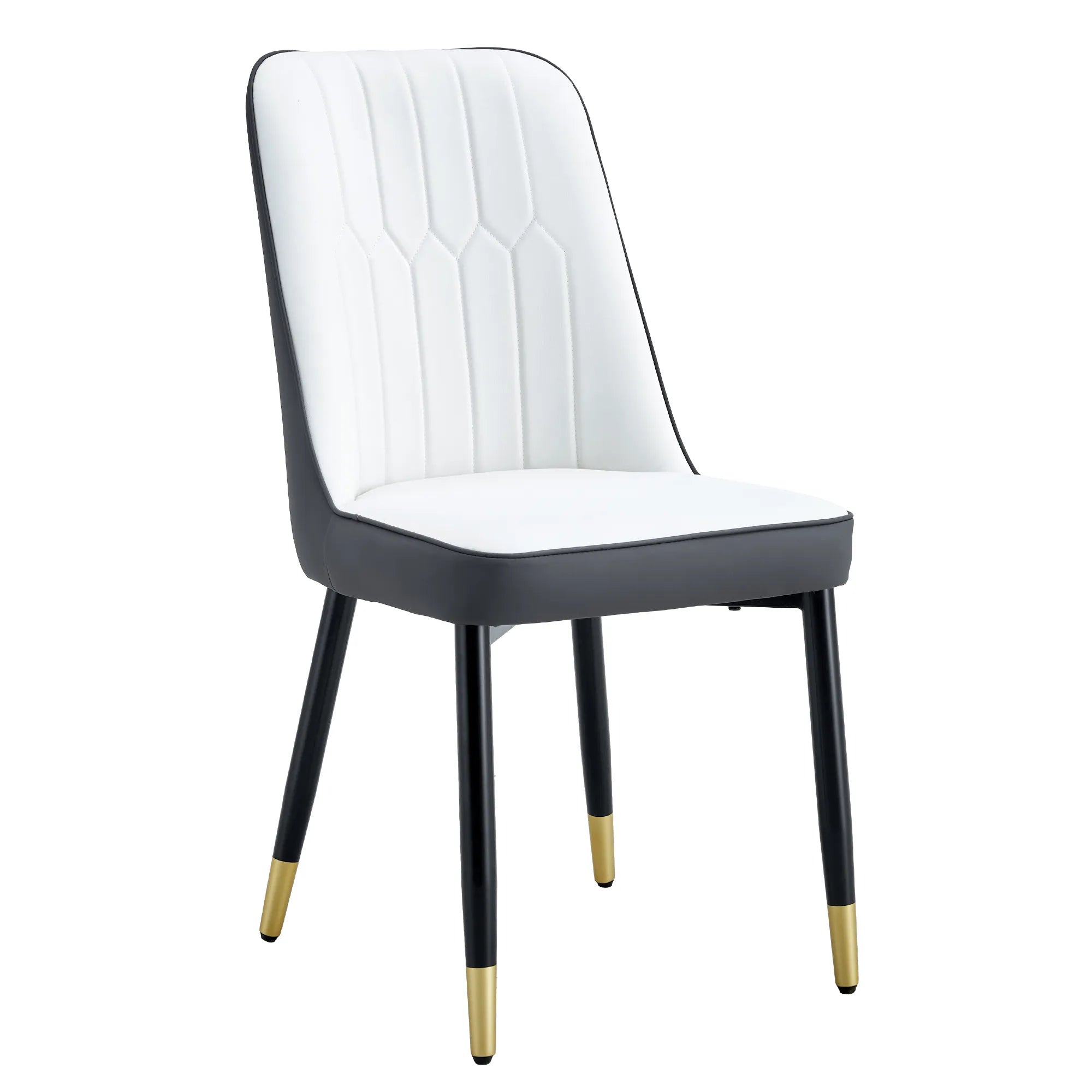 Modern PU Leather Dining Chair Set With White And Gray Due Tone