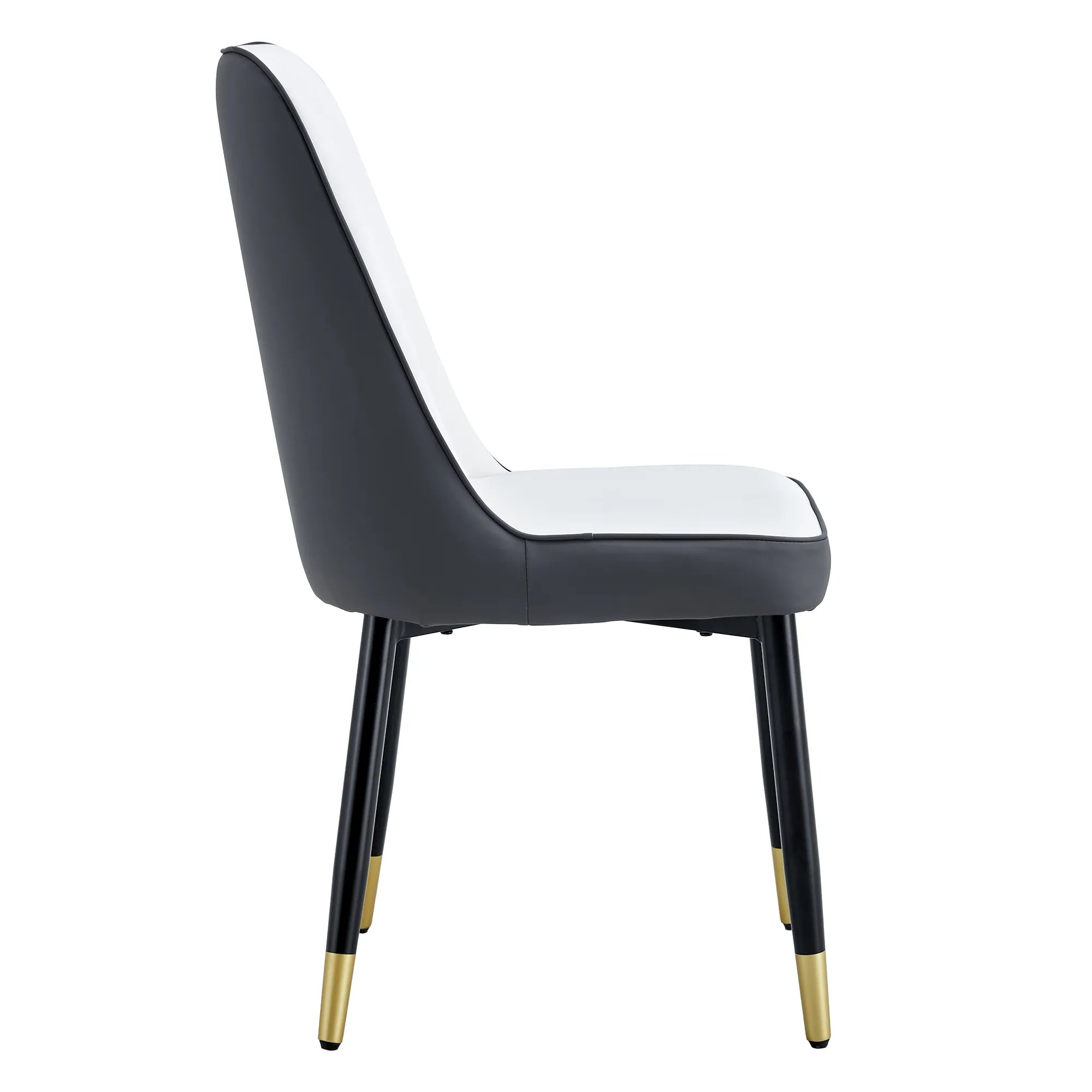 Modern PU Leather Dining Chair Set With White And Gray Due Tone