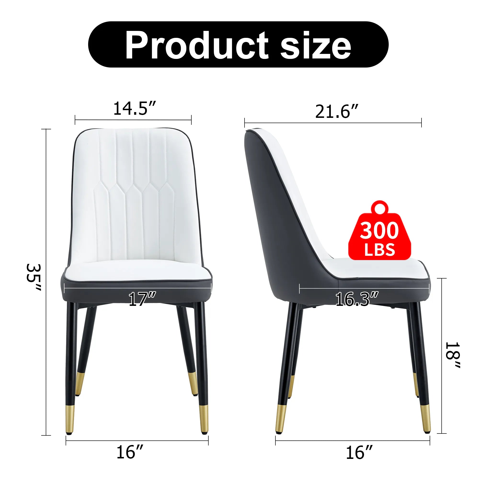 Modern PU Leather Dining Chair Set With White And Gray Due Tone
