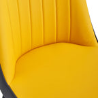 Modern PU Leather Dining Chair Set With Yellow And Gray Due Tone