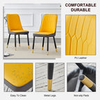 Modern PU Leather Dining Chair Set With Yellow And Gray Due Tone