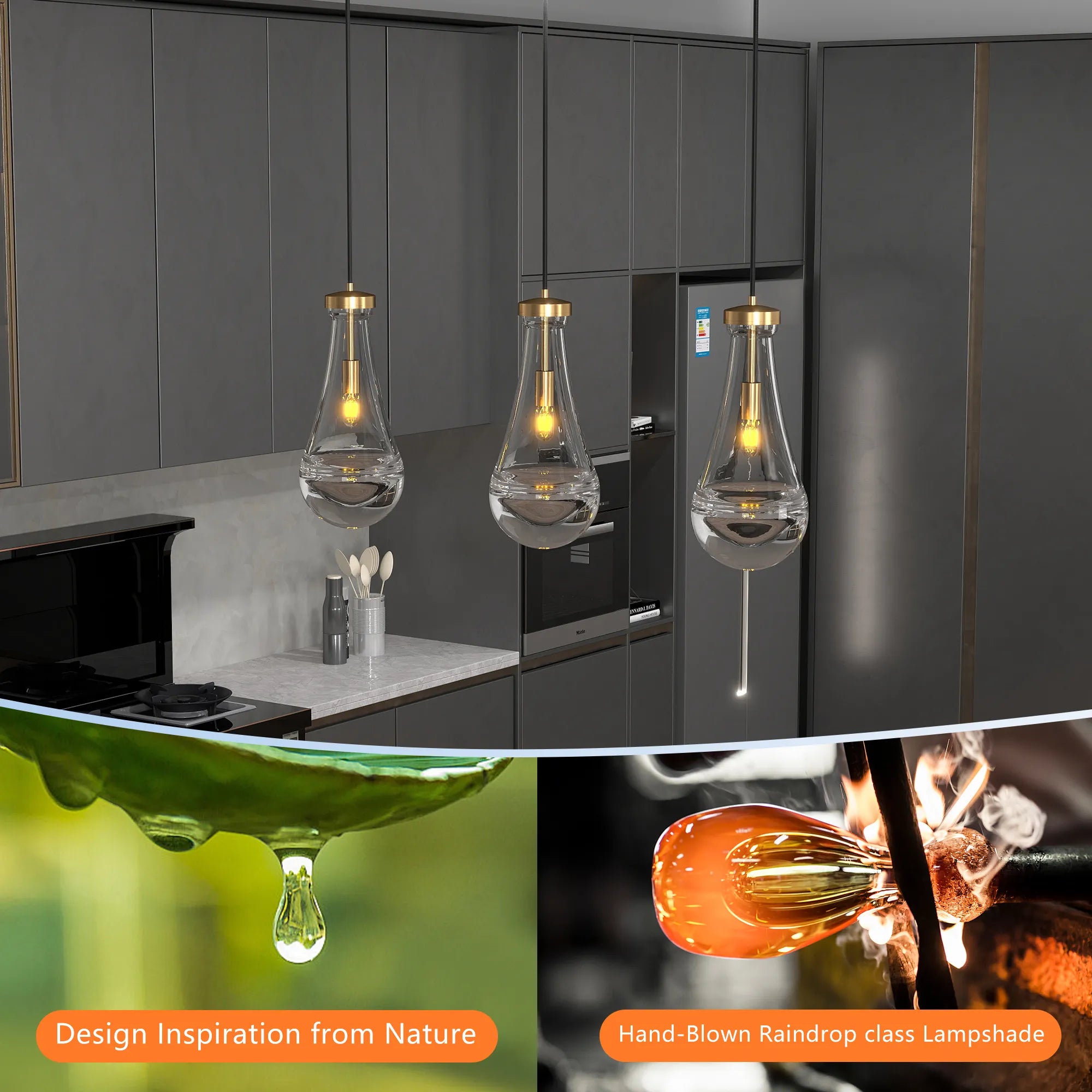 Modern Raindrop Glass Pendant Light