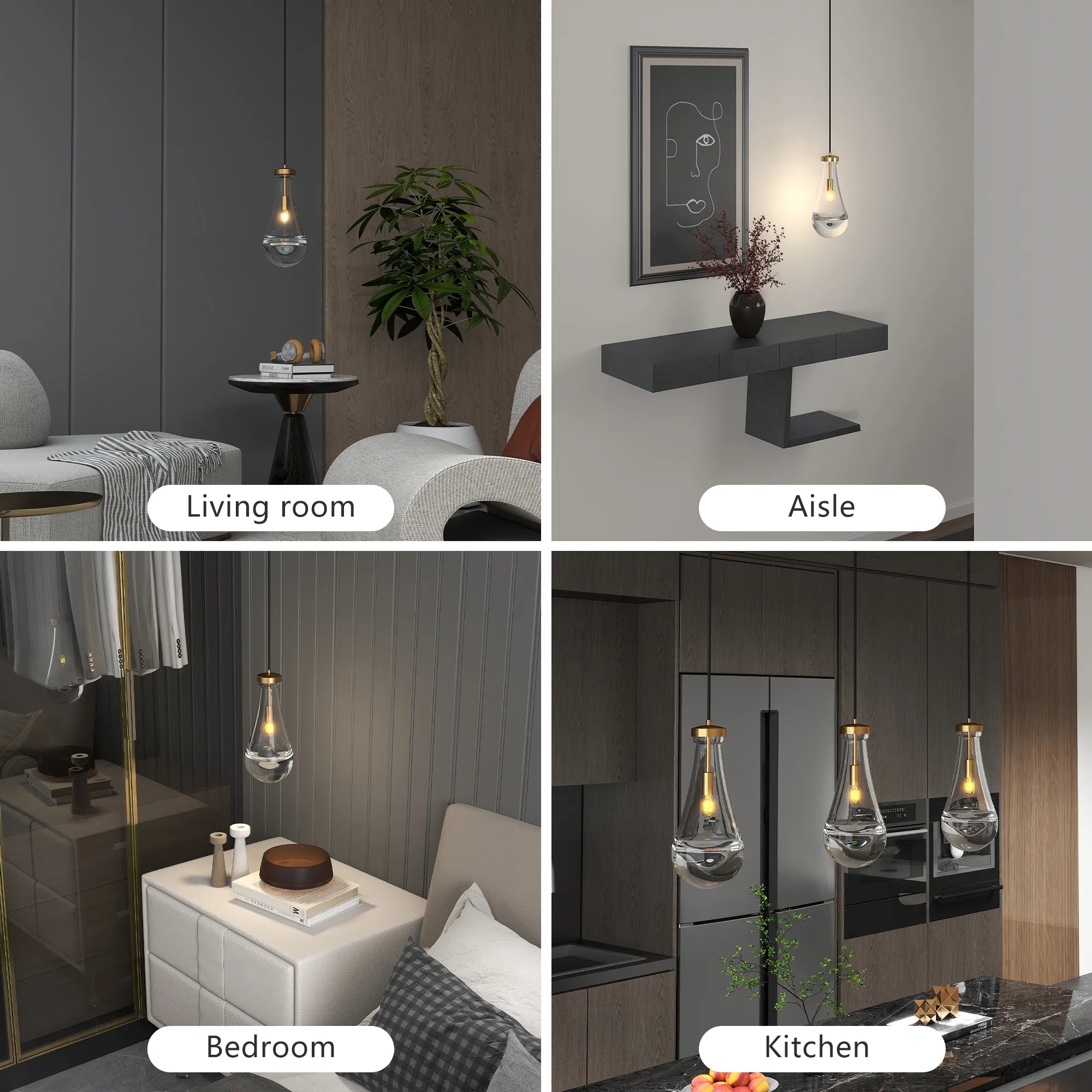 Modern Raindrop Glass Pendant Light