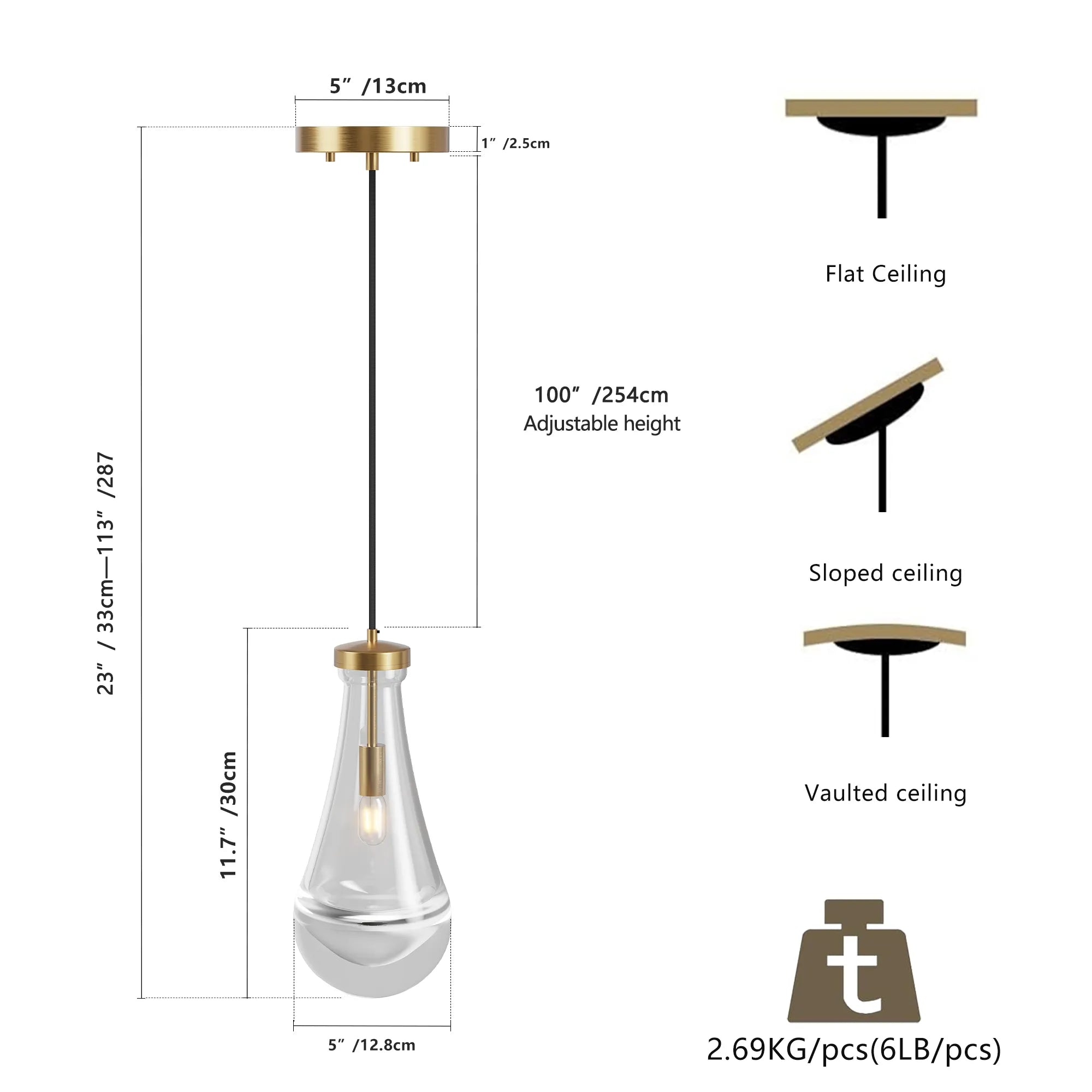 Modern Raindrop Glass Pendant Light
