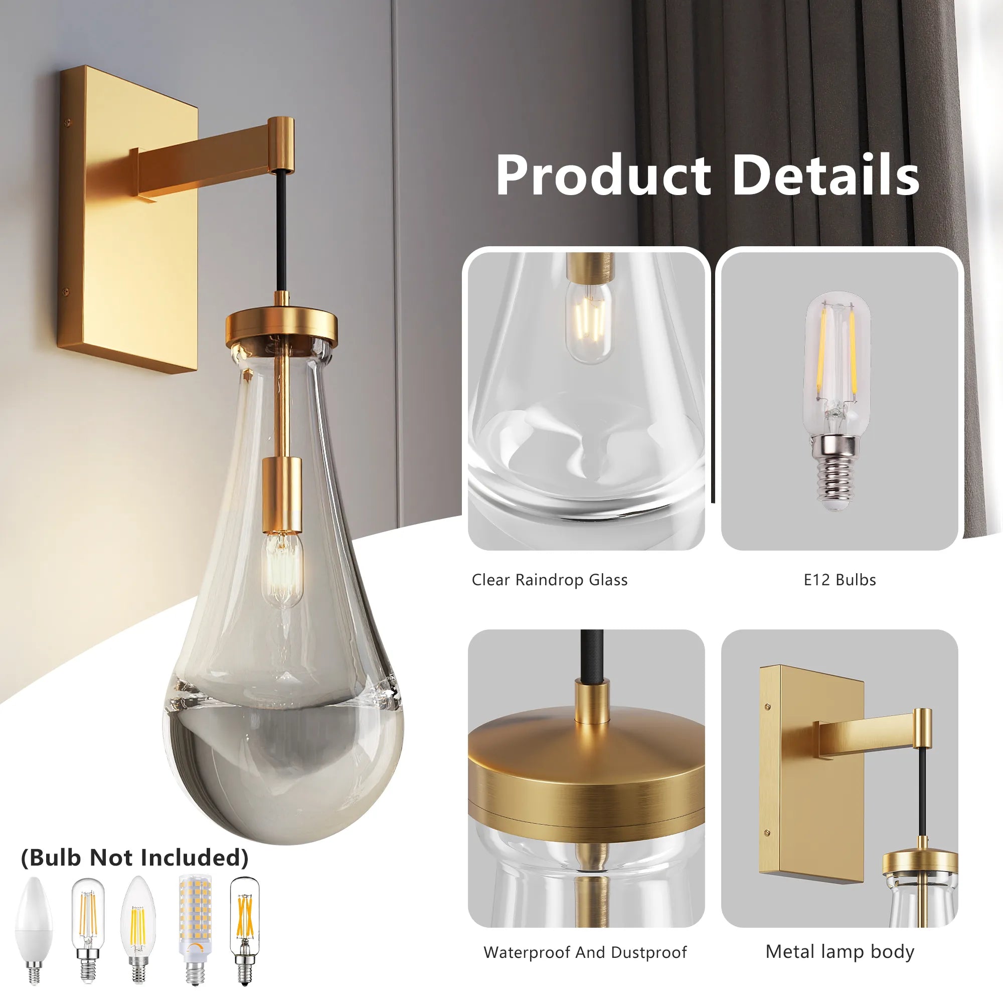 Modern Raindrop Glass Wall Sconce
