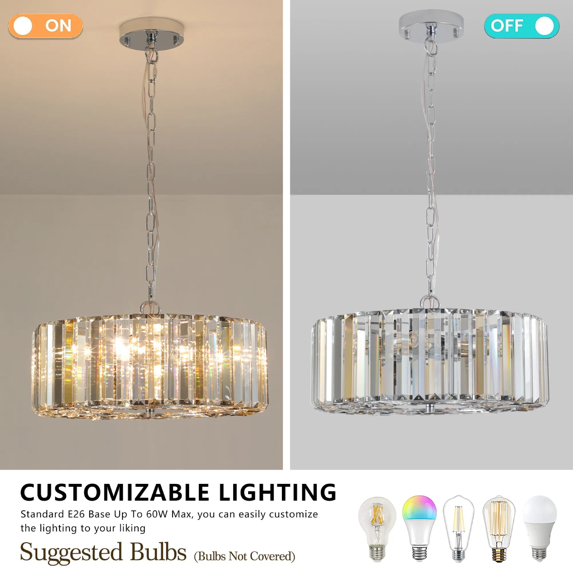 Modern Round Crystal Pendant Chandelier