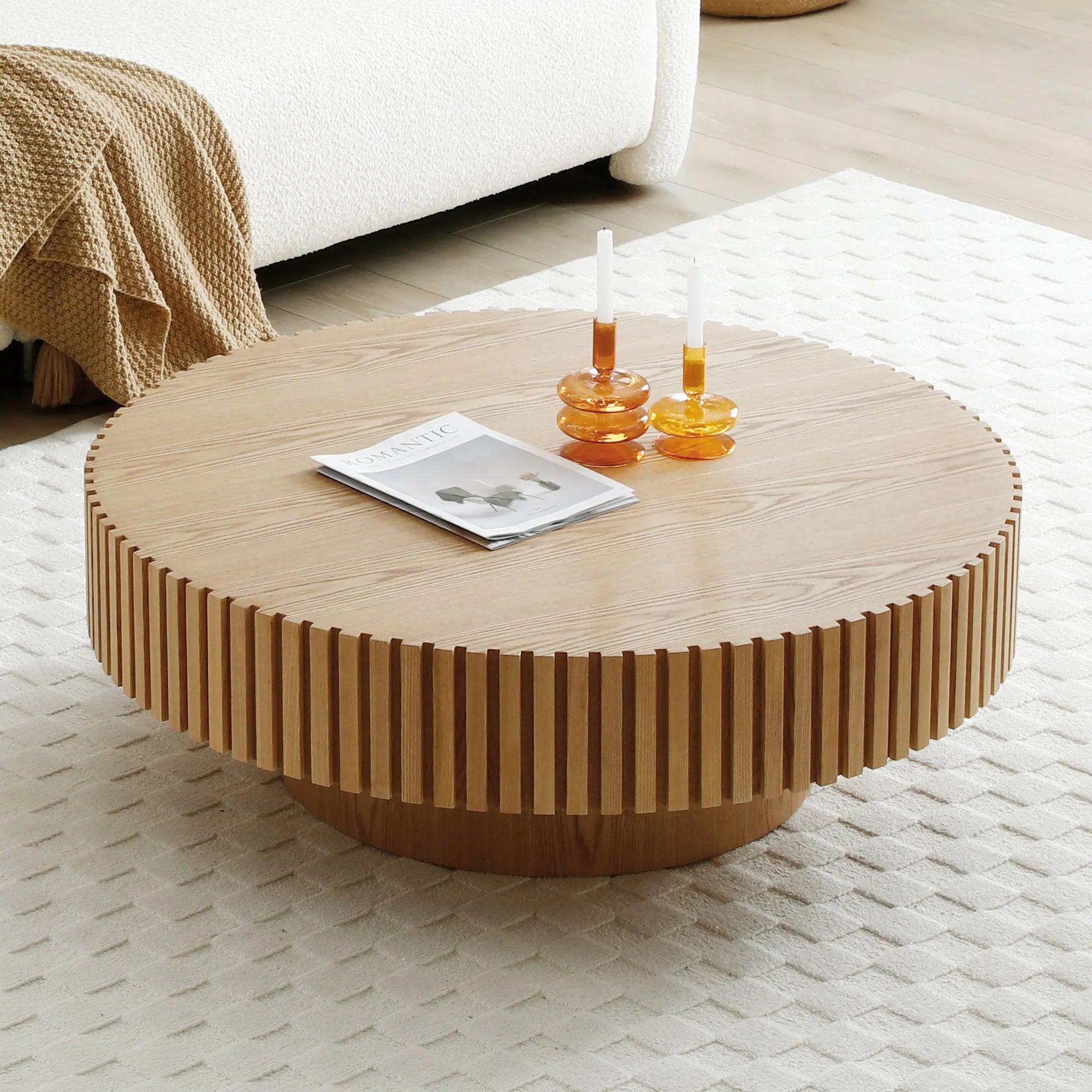 Modern Round Handcraft Drum Coffee Table