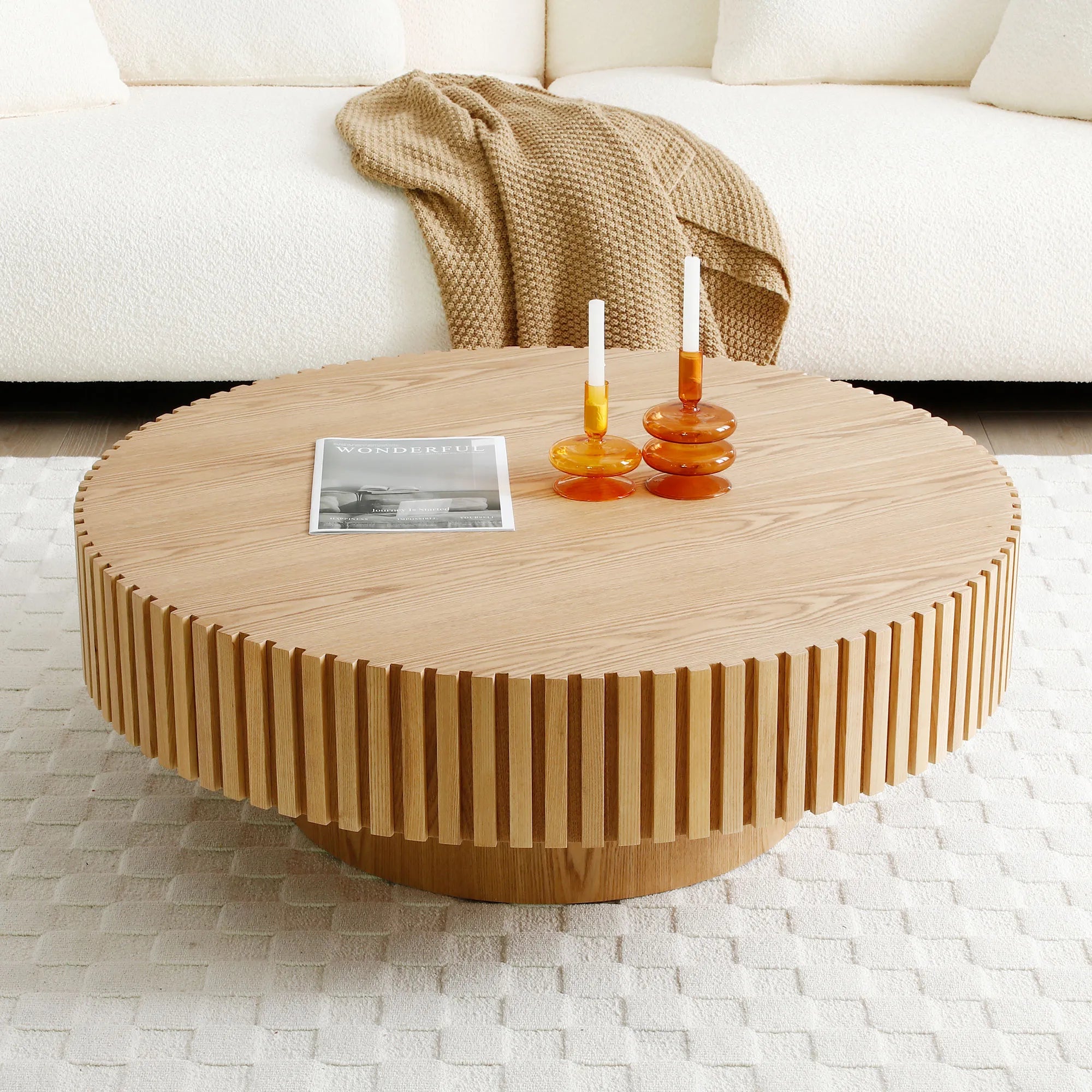 Modern Round Handcraft Drum Coffee Table