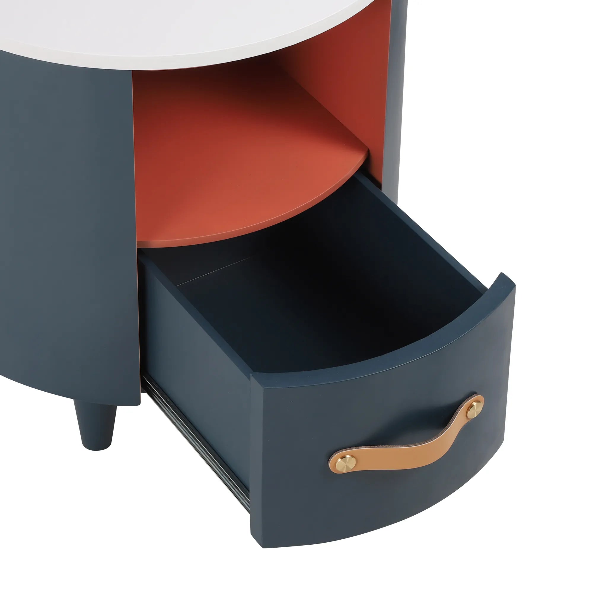 Modern Round Nightstand with Drawer