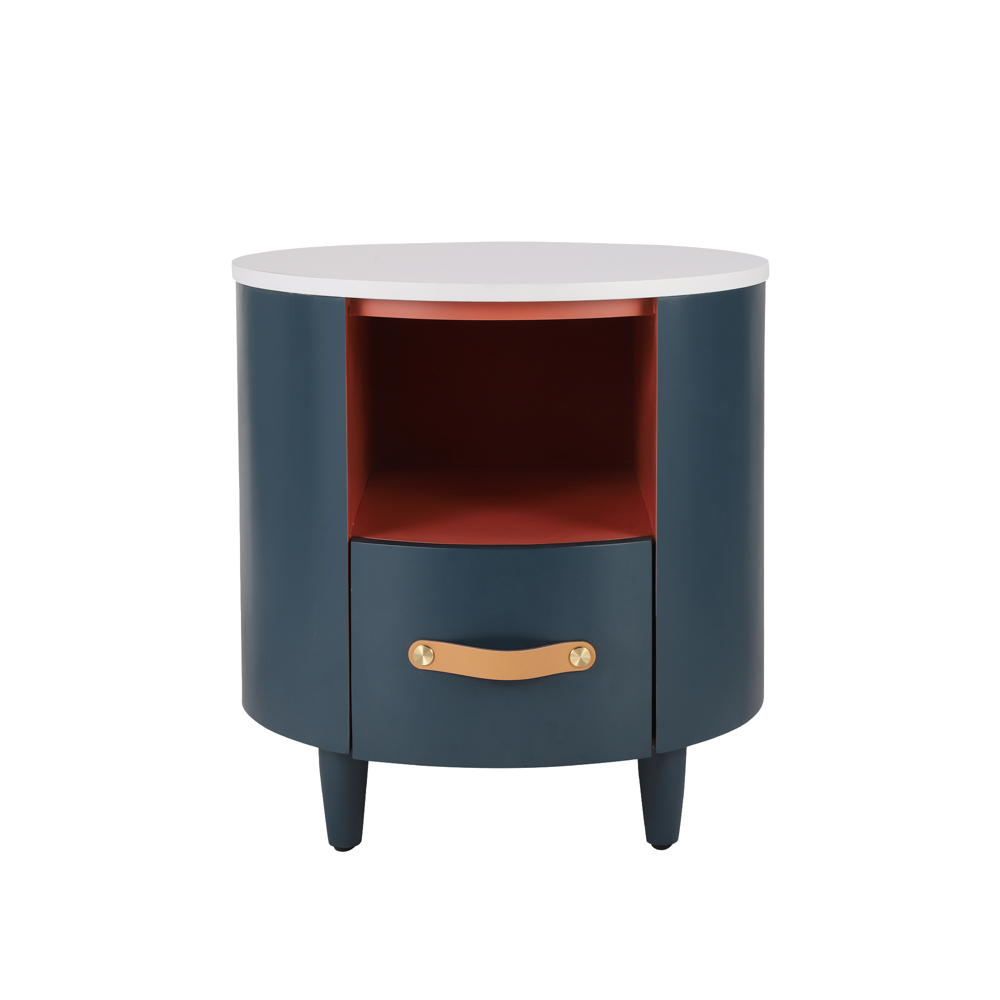 Modern Round Nightstand with Drawer