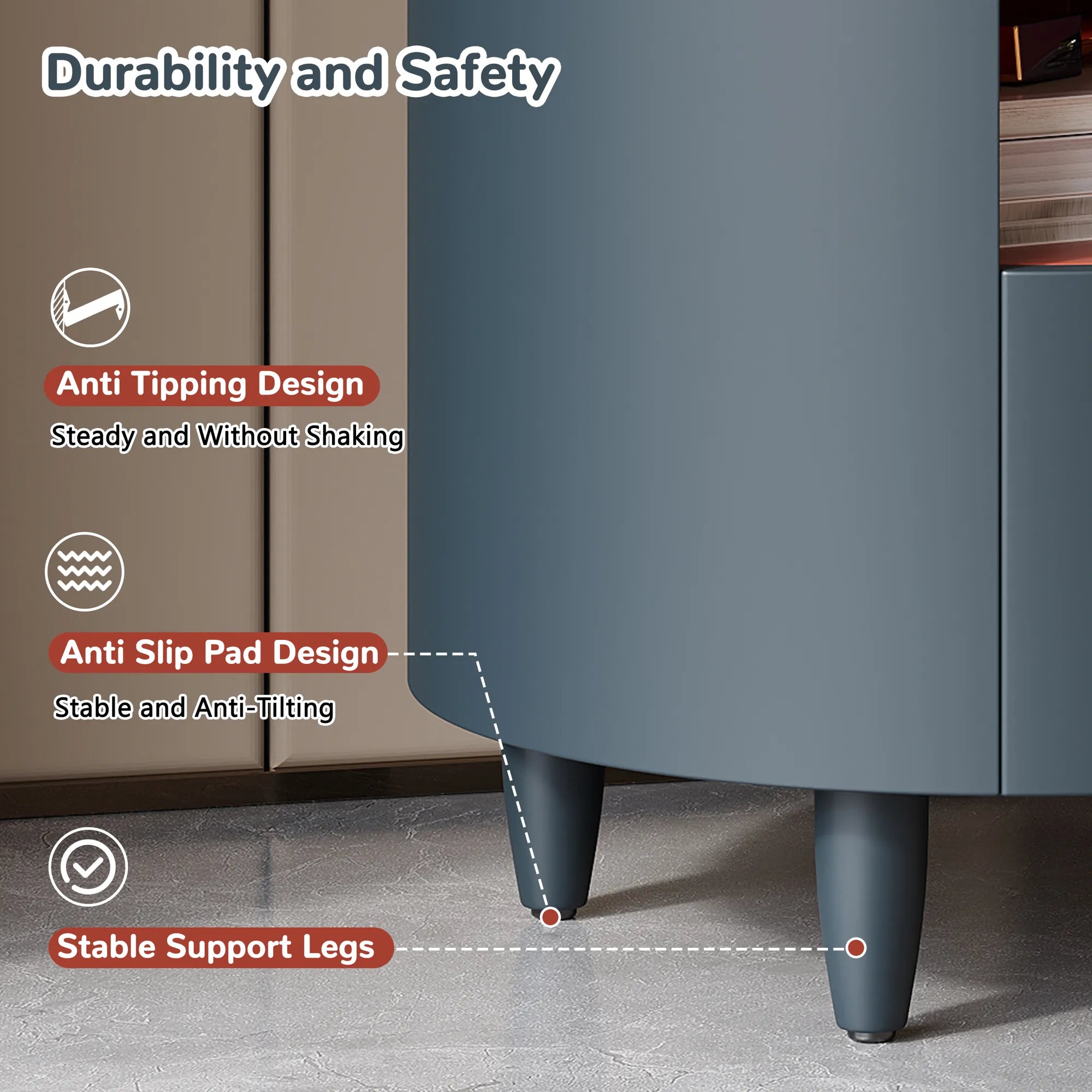 Modern Round Nightstand with Drawer