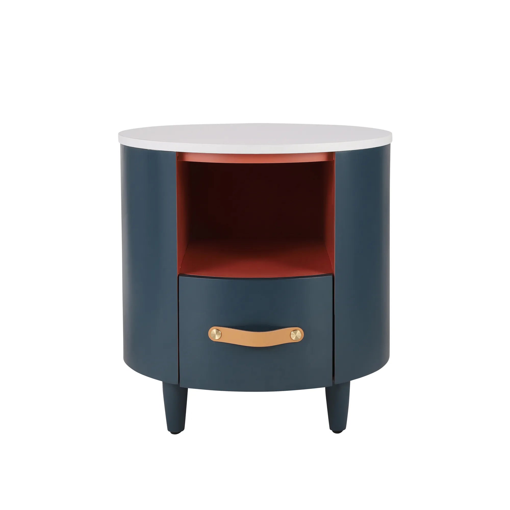 Modern Round Nightstand with Drawer