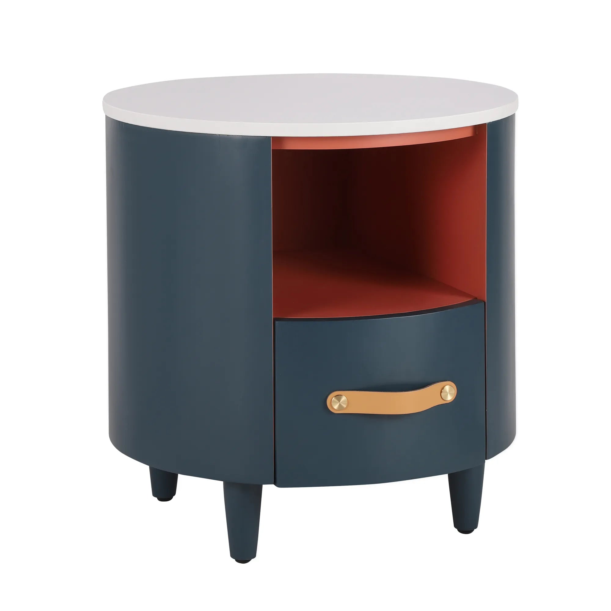 Modern Round Nightstand with Drawer