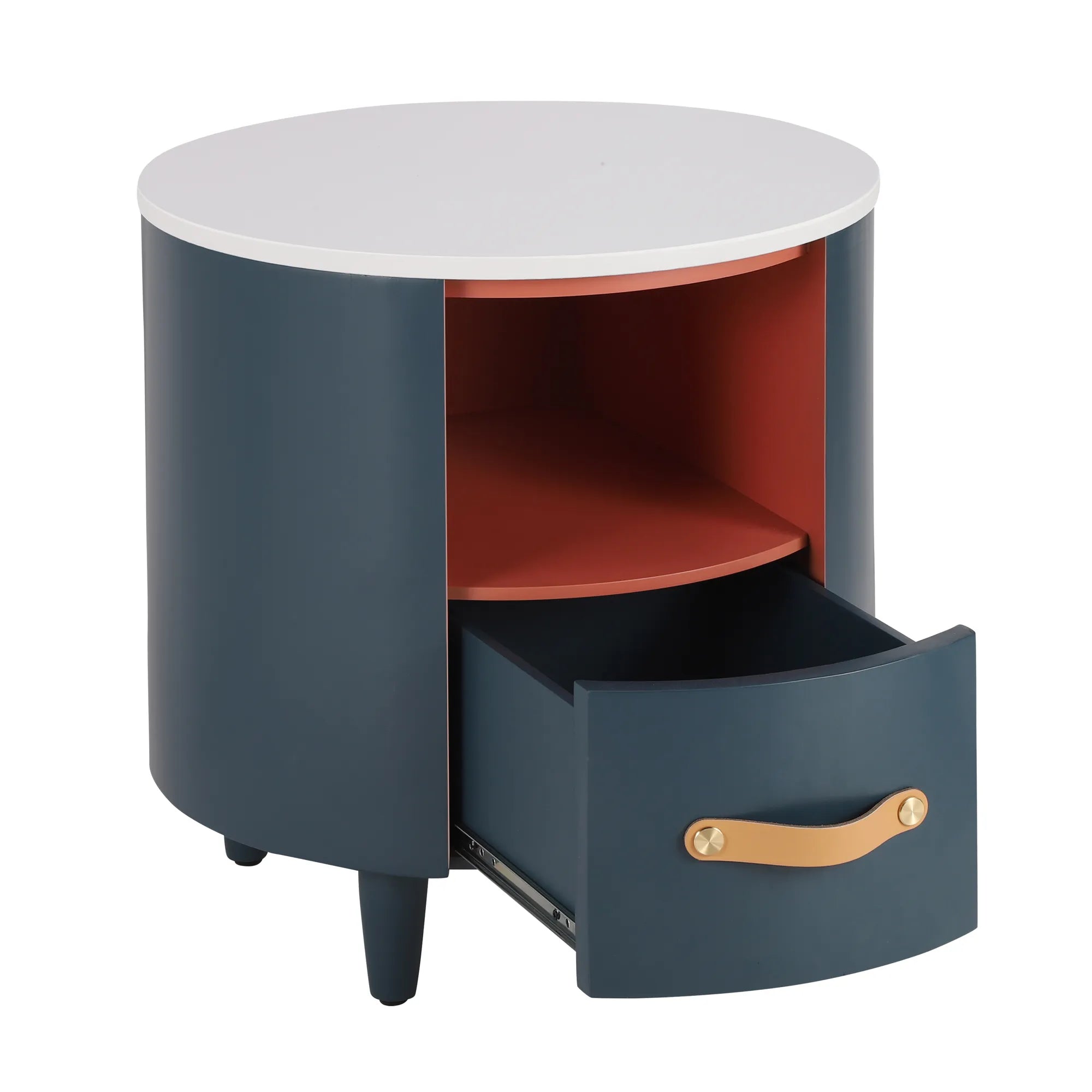Modern Round Nightstand with Drawer