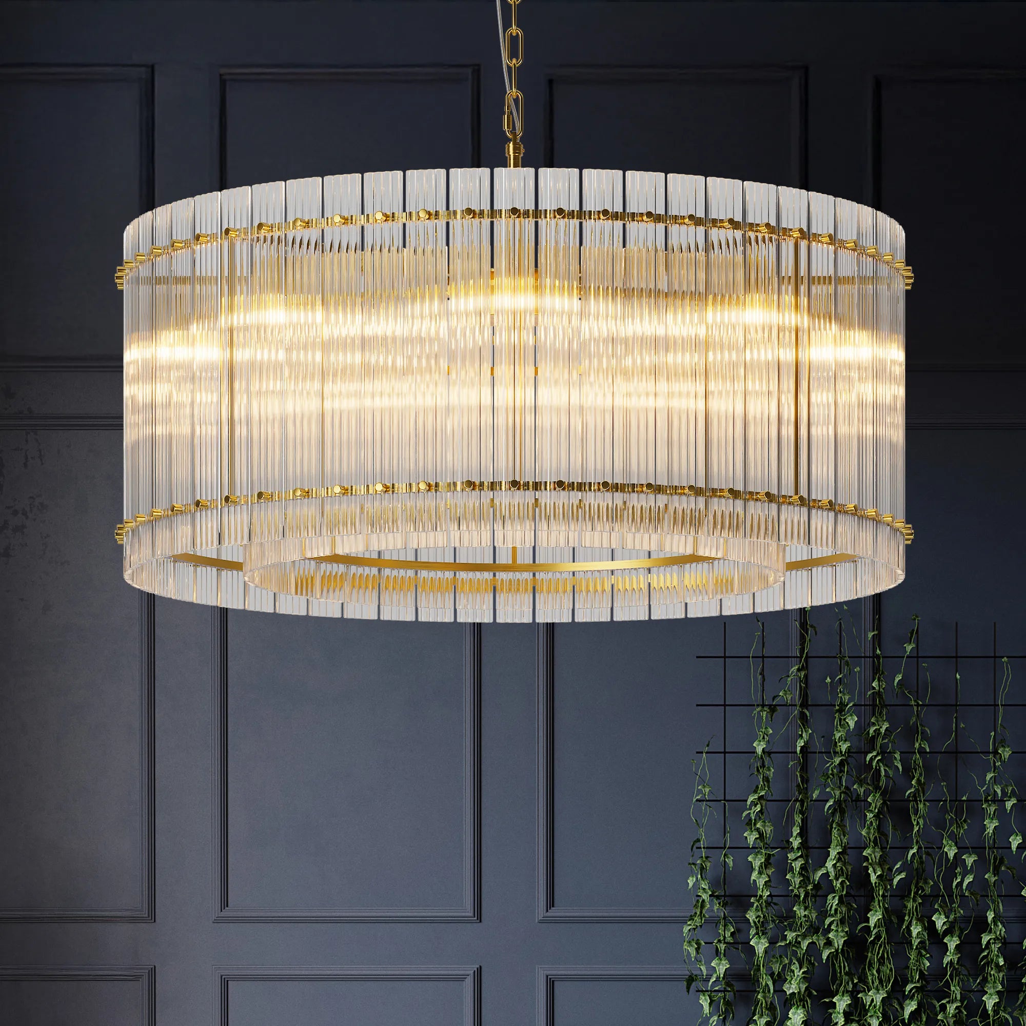 Modern Round Ripple Crystal Chandelier