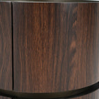 Walnut Round Side Table with Double-Layer Storage