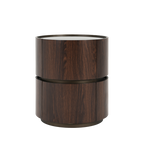 Walnut Round Side Table with Double-Layer Storage